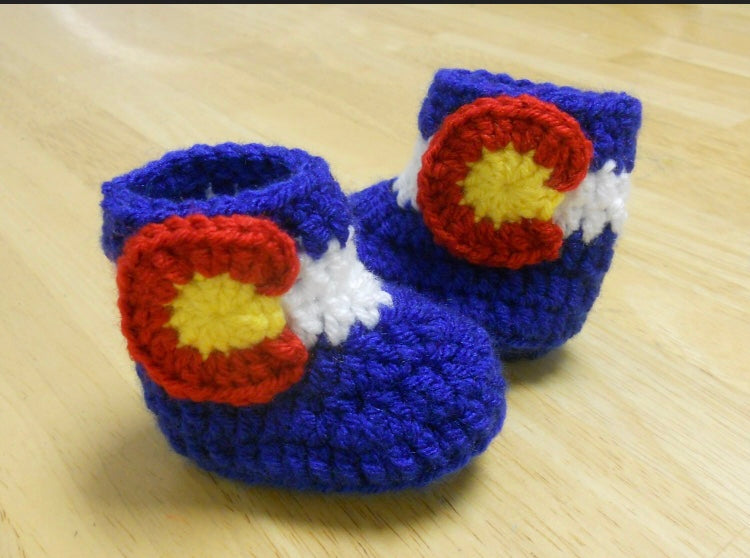 Colorado Flag Hat and Bootie Set, Baby Beanie